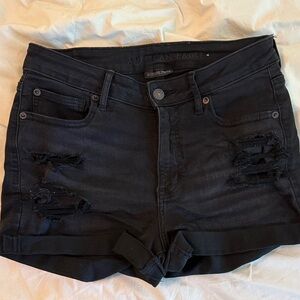 American Eagle Black Ripped Jean Shorts